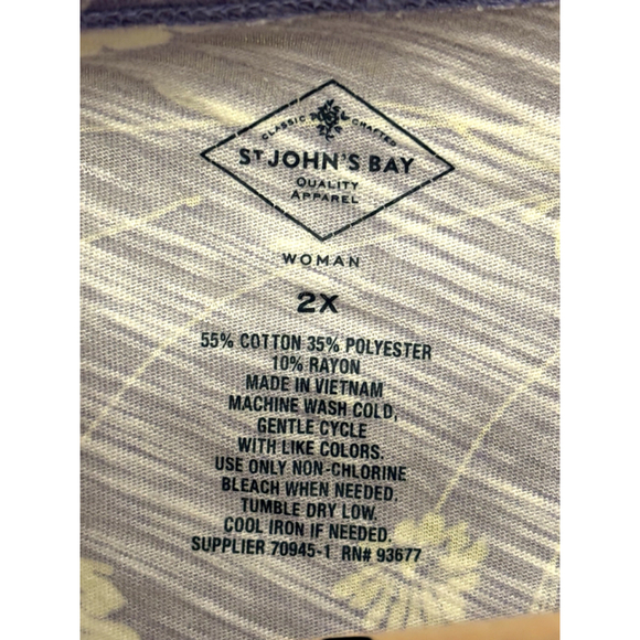 St. John’s Bay Women’s 2X Heathered Floral Print Short Sleeve Blouse Relaxed Fit - Picture 9 of 10